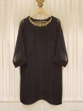 AGHA noor black pakistani dresses shalwar kameez organza